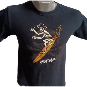 Vtg 1990's Men's T-shirt Small Skeleton Pirate Surfer Mexico Riviera Maya Black